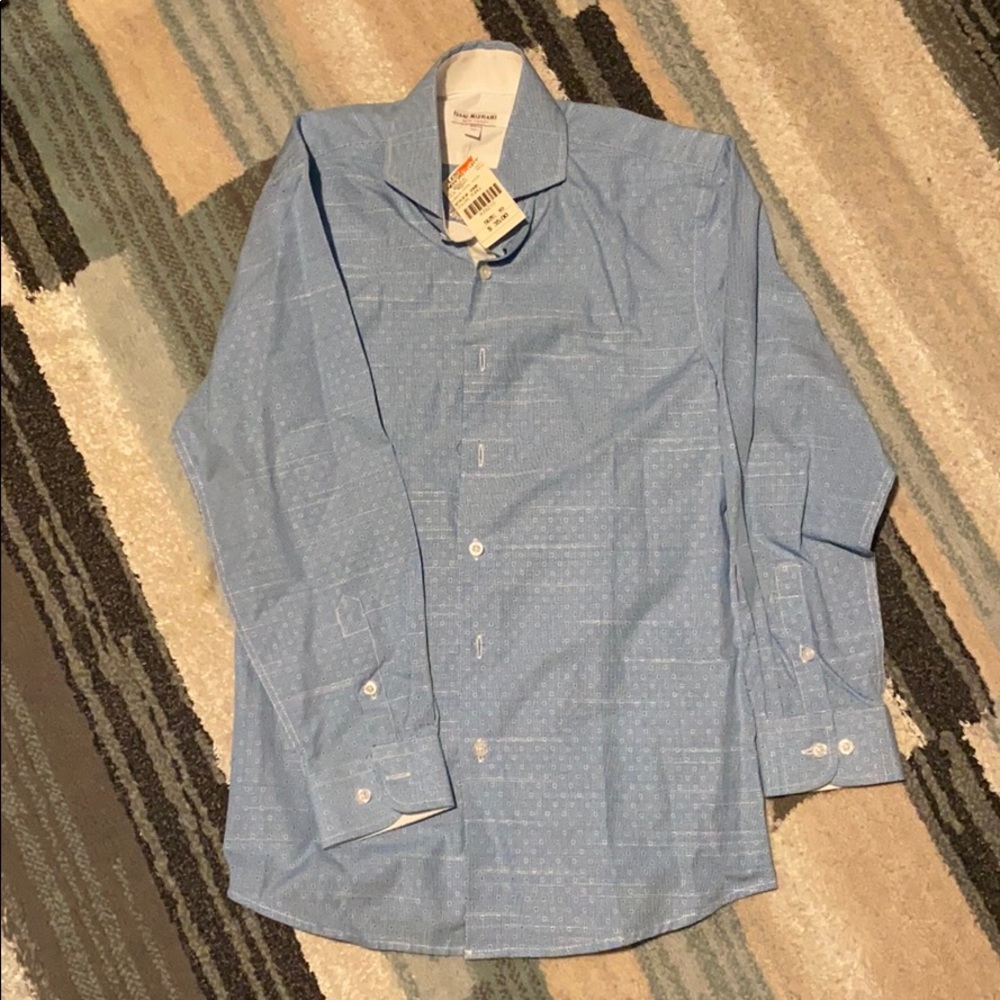 Isaac Mizrahi blue Button down shirt